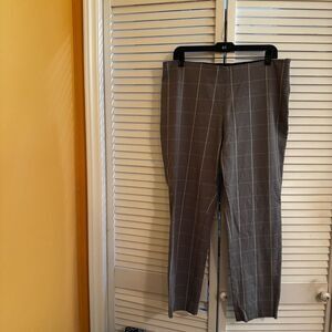 Womens Gray Checkered Dress Pants
